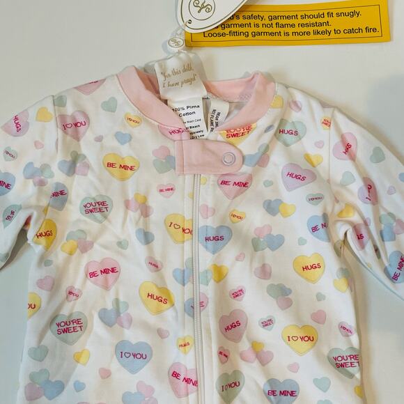 NWT Lullaby Set NB Pink Convo Hearts Footie - Picture 3 of 7